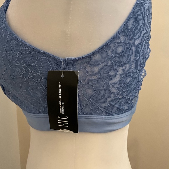 INC International Concepts Lace Trim Blue Bralette - Picture 6 of 9